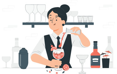 Bartender Making Cocktail Pouring Drink Bar Counter beverage