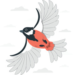 Bird in Flight with Wings Spread Against Cloudy Sky flying