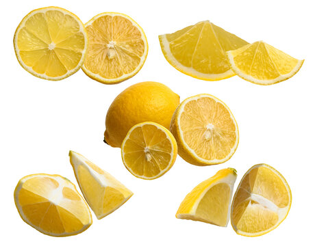 zesty lemons beautifully arranged in slices and whole, presenting a vibrant citrus collection against a stark black backdrop, ideal for culinary visuals
