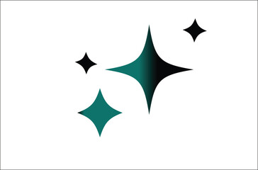 Minimalist sparkle star icon set — glowing blue black gradient twinkle symbols, modern clean design elements for decoration, logo, background, and digital graphic illustration