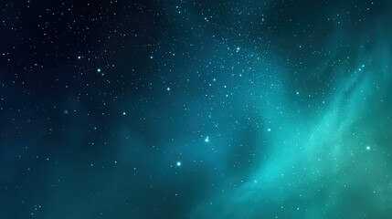 Abstract Teal Nebula Galaxy Space Background with Stars and Clouds