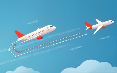 Obraz premium Airplane line path vector travel line icon. High quality