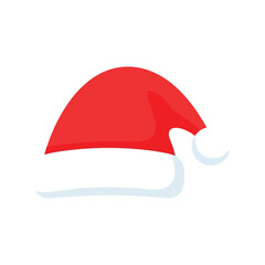 Classic red santa hat with white trim simple festive christmas holiday icon isolated on white background