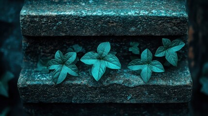 Leaves between stone