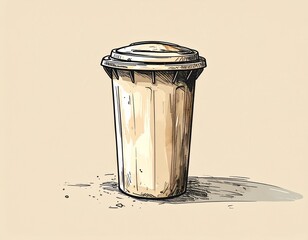 Stylized illustration of a cylindrical outdoor trash bin with a domed lid, depicting urban waste management and public cleanliness