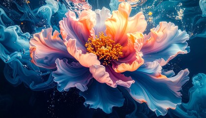 Underwater Bloom Abstract Floral Art in Motion