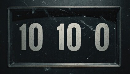A rectangular panel displays the numbers 10 10 0 in a distressed, vintage aesthetic