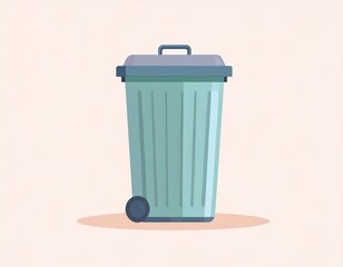 Simple graphic design of a wheeled refuse bin with a lid, symbolizing waste collection and environmental responsibility