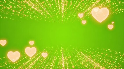 Romantic hearts with sparkling glitter on green - Powered by Adobe
