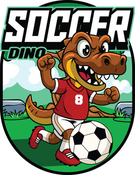 Cute Tirex Football Mascot Design in Cartoon Style