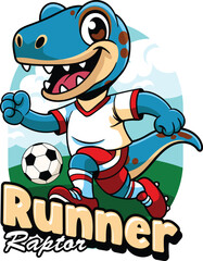 Obraz premium Cute Raptor Dino Sport Mascot Design in Cartoon Style