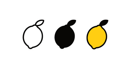 Minimalist lemon design in trio: line, silhouette, and flat color styles