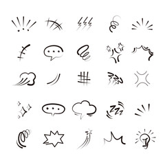 Anime comic emoticon element graphic effects hand drawn doodle illustration set