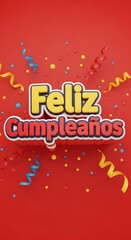 Cheerful Festive Feliz Cumpleaños Lettering Design for Birthday Celebrations Element