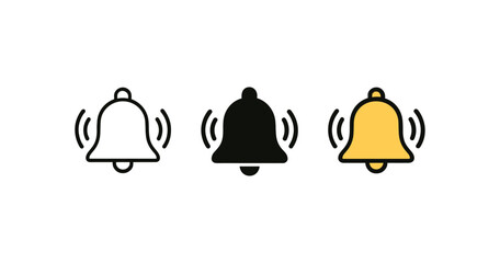 Simple notification bells in flat style with vibrating motion icons