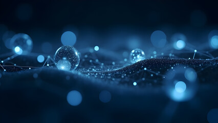 Abstract network background with glowing spheres and connecting lines in blue tone