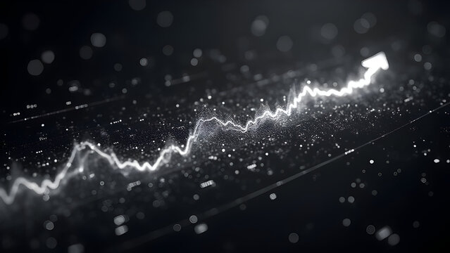 Abstract glowing financial growth chart illustration on dark background