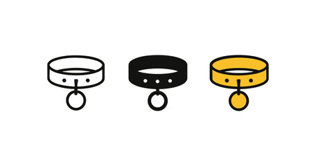 Minimalist dog collar designs in black, white, and yellow