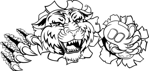 A tiger gamer with video game controller sports team animal mascot