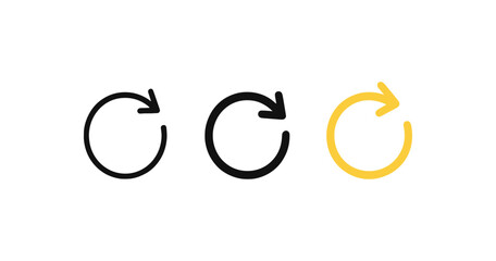 Minimalist circular arrow icons in black and yellow for refresh and reload