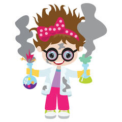 Chemist girl vector cartoon illustration