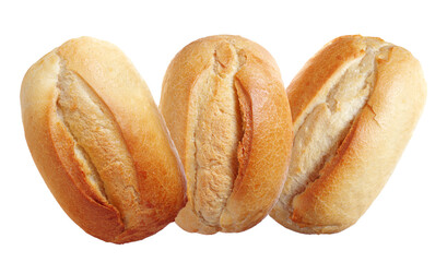 a trio of golden-brown bread rolls, perfect for breakfast, lunch, or dinner, highlighting the simple joys of fresh baking and homemade goodness