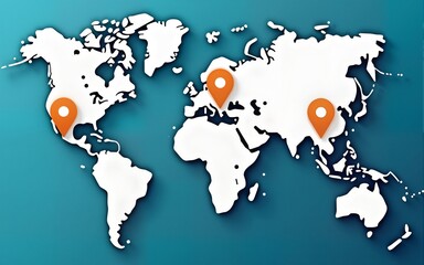 A conceptual image showcasing a global map with marked locations, representing a company's strategy for international growth and market penetration. High quality