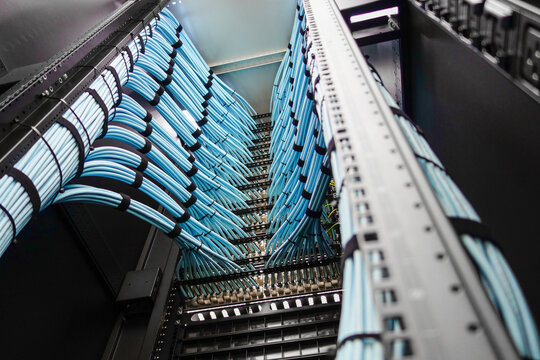 Network Cables in Server Room Rack