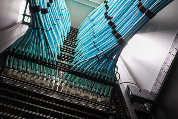 Network Cables Arranged in Data Center Rack