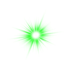 Green Light Burst Effect, Isolated on Transparent Background