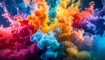 Exploding Colors A Vibrant Display of Abstract Ink and Fluid Dynamics, Splashes and Bursts of Art