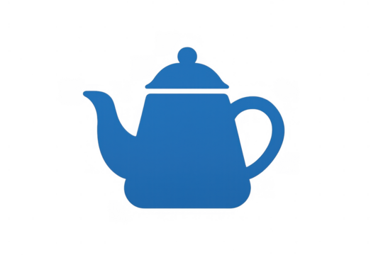 Blue teapot icon representing beverage, kitchenware, hot drink, and morning tea on transparent background - Powered by Adobe