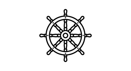 Monochrome minimalist graphic of a ship's wheel for nautical themed projects