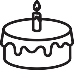 Single layer birthday cake with candle icon celebration