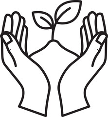 Hands Cupping Sprout with Leaves in Soil holding plant