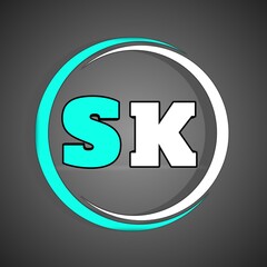 Stylish SK text design for logo.