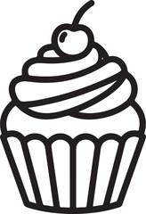 Cupcake with Swirl Frosting and Cherry Icon muffin