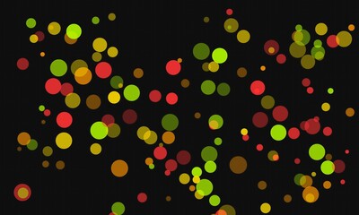 Colorful Bokeh Lights Floating on Dark Background Festive Abstract Design