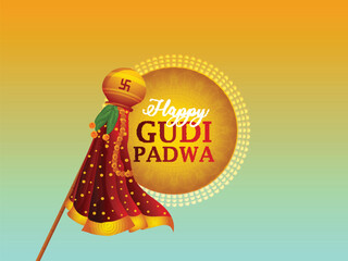 Traditional festival happy ugadi or gudi padwa celebration card