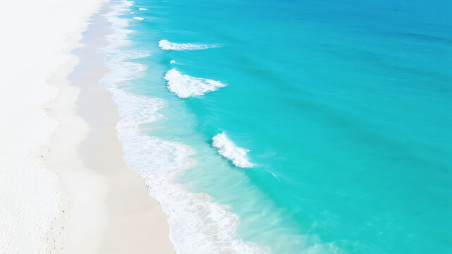 Summer beach aerial drone view clear sea water vacation background