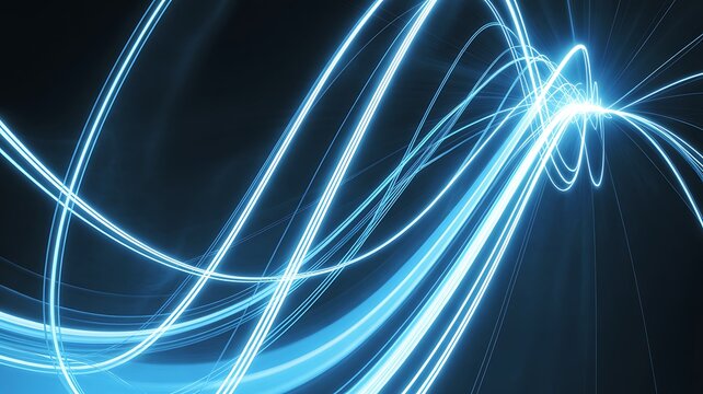 Glowing blue light trails abstract background energy