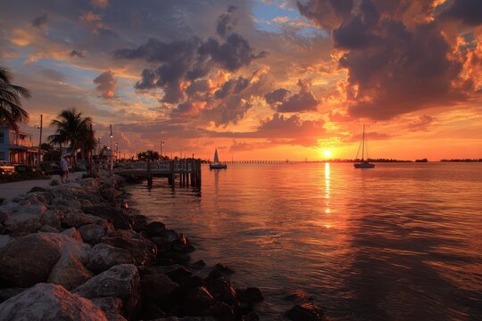 Ft Myers, Florida Sunset Over the Gulf of Mexico