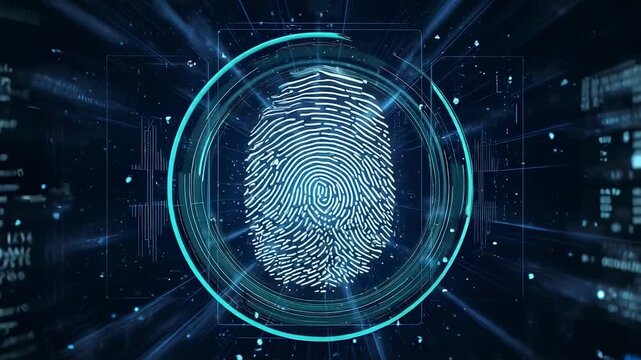 Digital Fingerprint Scan Biometric Security Authentication Technology Abstract Background - Powered by Adobe