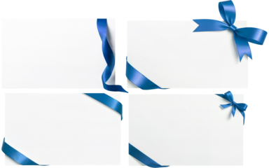 ribbon bow greeting card mockup on transparent background