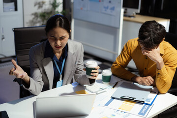 Business team sitting stress and worried problems from working in the office.