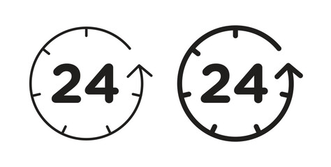 24 Hour time icon concept set. Simple icon collection