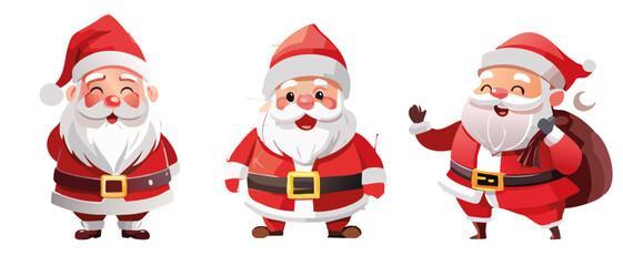 set of cartoon santa claus christmas decorations vector graphic design