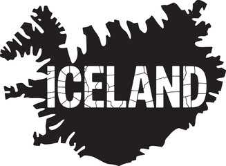 Iceland Country Map Silhouette Black Detailed Geographic Outline Vector Graphic Image