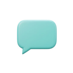 Fototapeta premium Minimalist teal speech bubble icon on white background