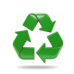 Bright green recycling symbol on a white background